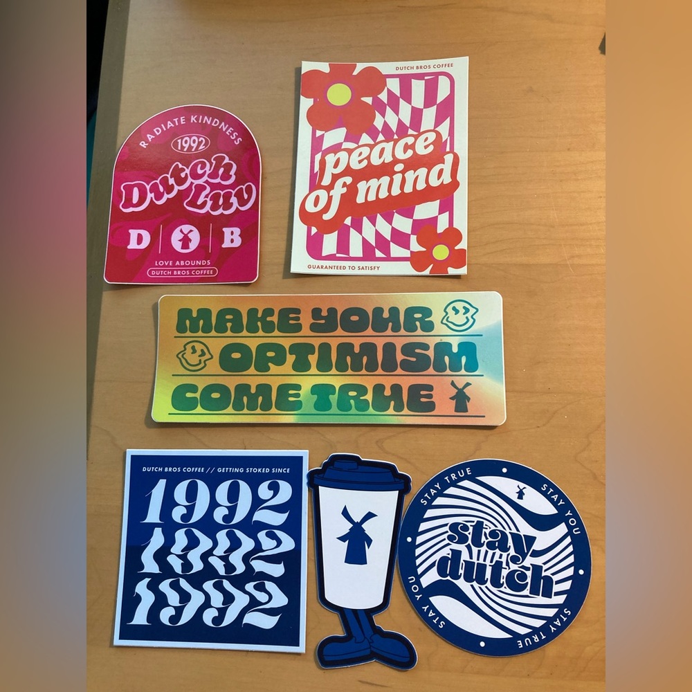 Rare Hard to Find Dutch Bros Stickers Lot of 6 Christmas Halloween Arizona,